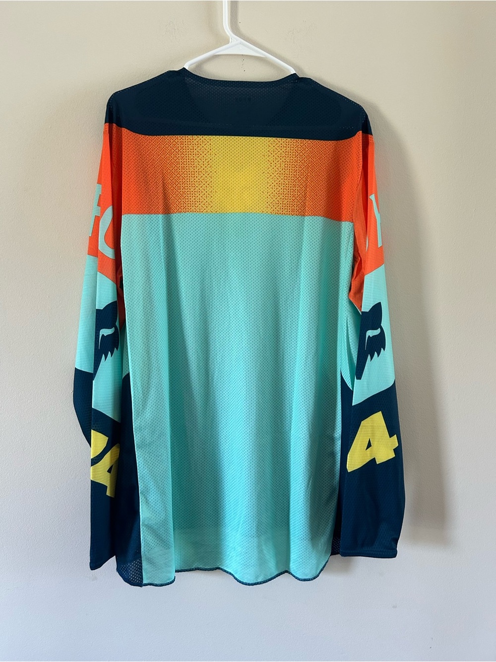 Fox Men’s Long Sleeve Jersey - Navy with Teal & Orange Accents - Picture 4 of 5